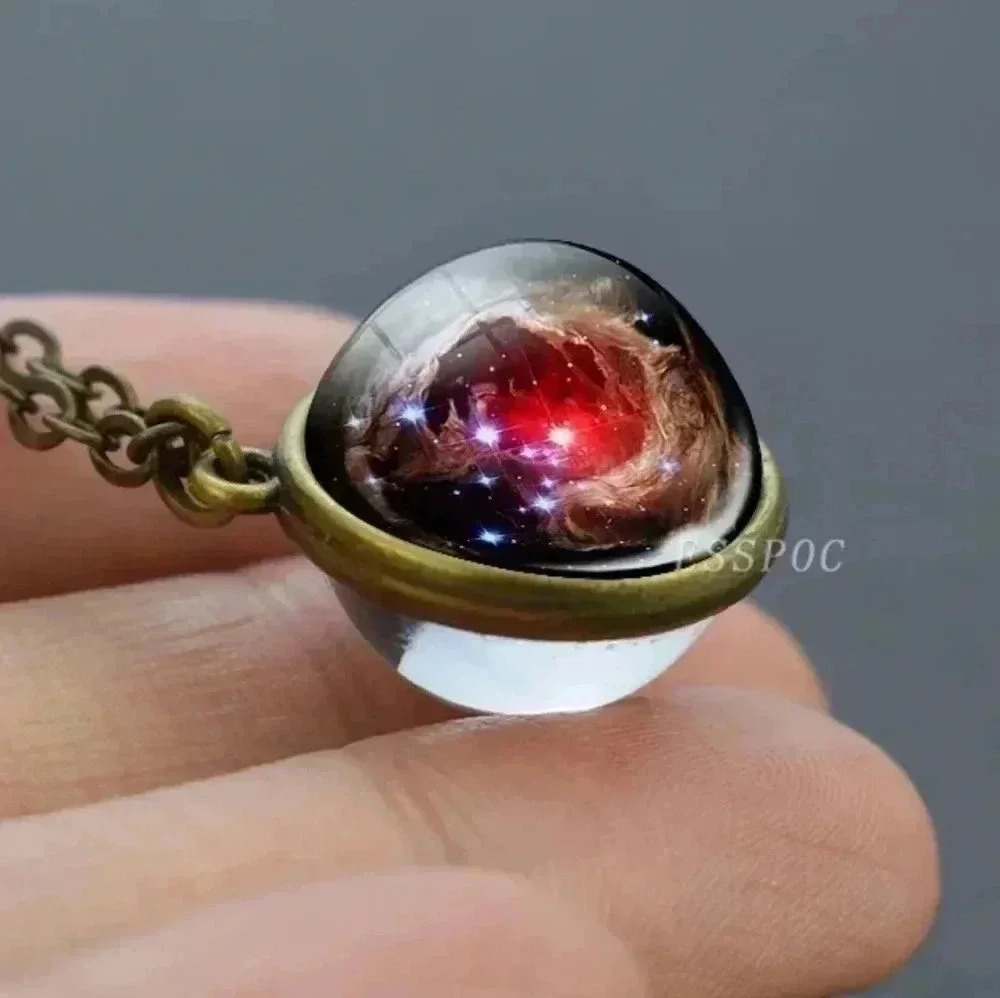 Galaxy Space Planet Glass Necklace
